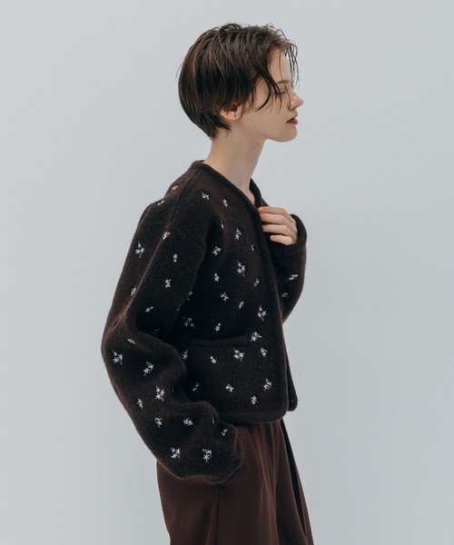 CREDONA（クレドナ） カーディガン FLOWER EMBROIDERY KNIT JACKET