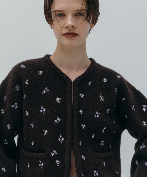 CREDONA（クレドナ） カーディガン FLOWER EMBROIDERY KNIT JACKET