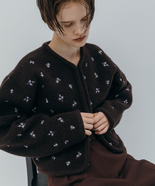 CREDONA（クレドナ） カーディガン FLOWER EMBROIDERY KNIT JACKET