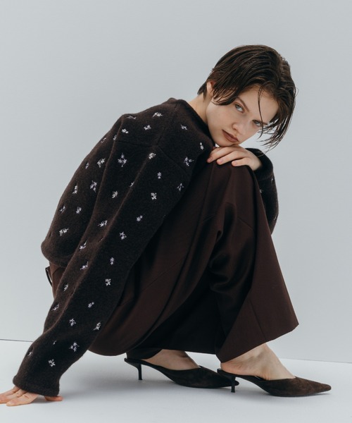 CREDONA（クレドナ） カーディガン FLOWER EMBROIDERY KNIT JACKET