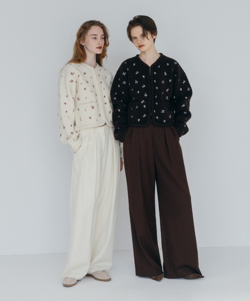 CREDONA（クレドナ） カーディガン FLOWER EMBROIDERY KNIT JACKET