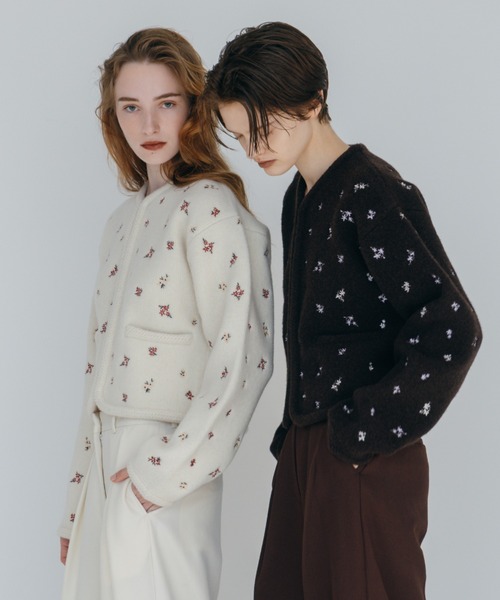 CREDONA（クレドナ） カーディガン FLOWER EMBROIDERY KNIT JACKET