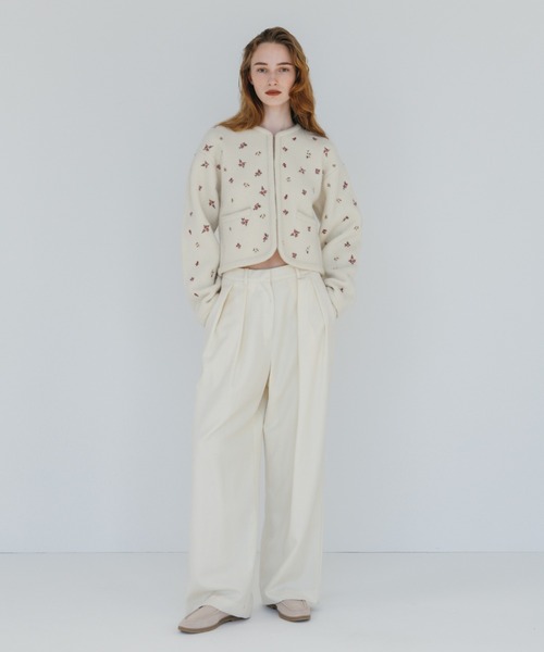 CREDONA（クレドナ） カーディガン FLOWER EMBROIDERY KNIT JACKET