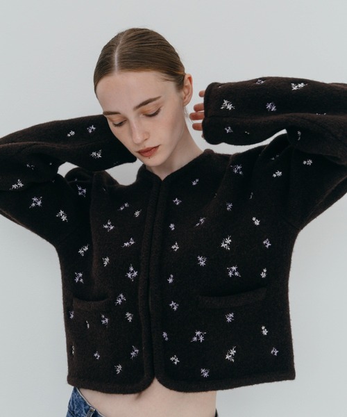 CREDONA（クレドナ） カーディガン FLOWER EMBROIDERY KNIT JACKET