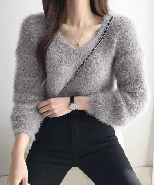 miniministore（ミニミニストア） ニット セーター モヘア調ニット V