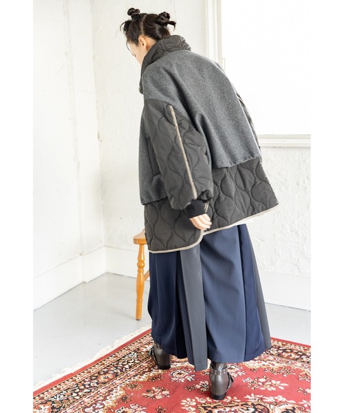 【美品】OSMOSIS オズモーシス　ロフ　キルティングレイヤードショートコート OSMOSIS（オズモーシス） コート アウター キルティングレイヤード