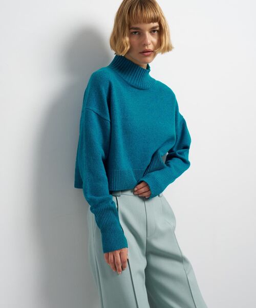 LANVIN en Bleu ニット セーター メランジクロップドハイネックニット 