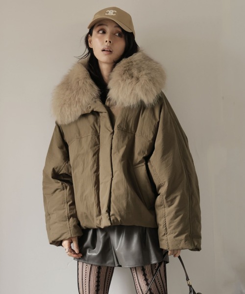 美品✨45R ダウンジャケット 2way ファー くるみボタン S 取外し可 美品✨45R ダウンジャケット 2way ファー くるみボタン S 取外し可