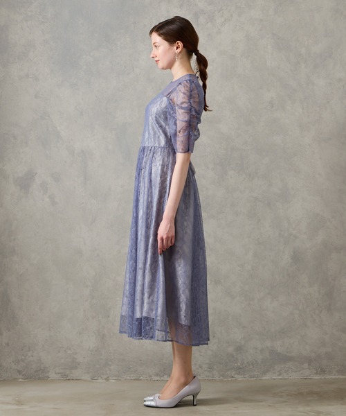 AIMER（エメ） ドレス ラメレースギャザースリーブレースアップ