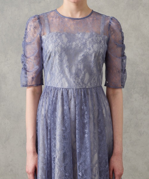 AIMER（エメ） ドレス ラメレースギャザースリーブレースアップ