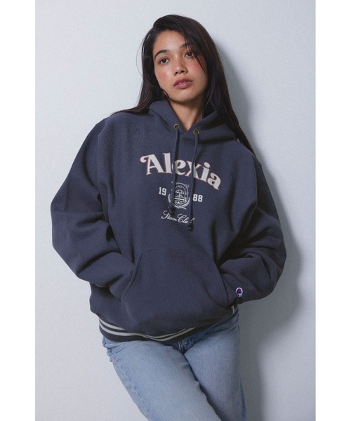 パーカー ALEXIASTAM セール】Wellness Contrast Logo Zip Up Hoodie /ウェルネス ジップ