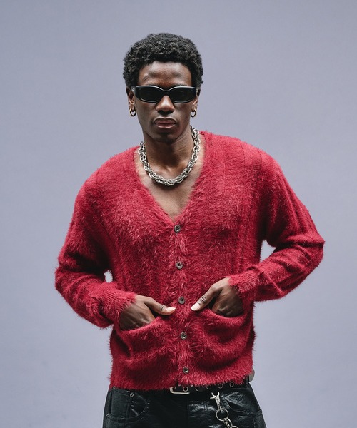 ハ*チ様 【GRANCY】スプレーダメージVネックウールニット GRANCY