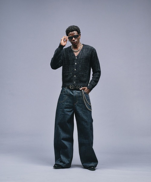 ANDER HUNK カーディガン Dameged Shaggy Knit V-neck Cardigan