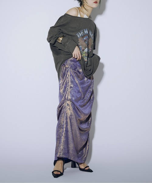 「Ezick」 ロングスカート FREE シルバー レディース_画像3