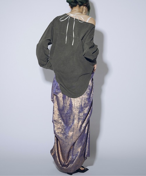 「Ezick」 ロングスカート FREE シルバー レディース_画像5