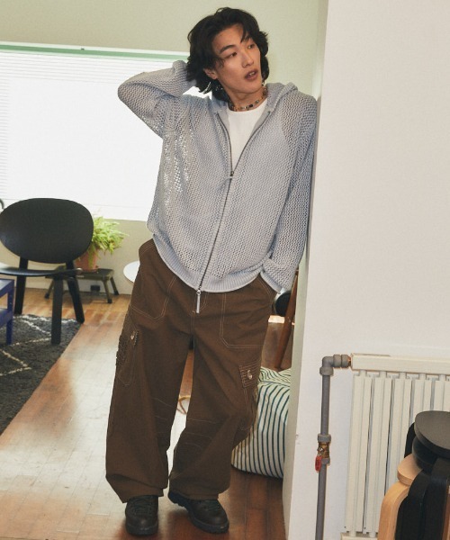 パーカー 「mahagrid/マハグリッド」 Pigment Mesh Zip-Up Knit/ピグメントメッシュジップアップニット レディース_14