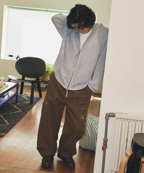 パーカー 「mahagrid/マハグリッド」 Pigment Mesh Zip-Up Knit/ピグメントメッシュジップアップニット レディース_15