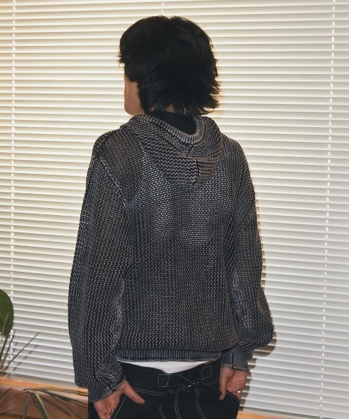 パーカー 「mahagrid/マハグリッド」 Pigment Mesh Zip-Up Knit/ピグメントメッシュジップアップニット レディース_10