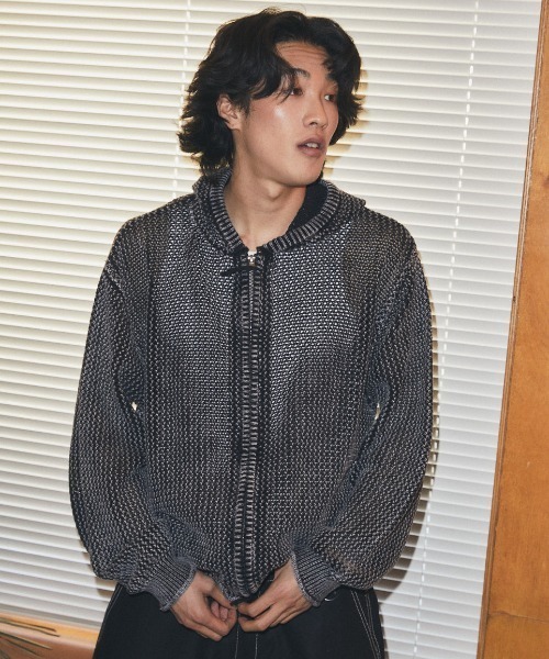 パーカー 「mahagrid/マハグリッド」 Pigment Mesh Zip-Up Knit/ピグメントメッシュジップアップニット レディース_11