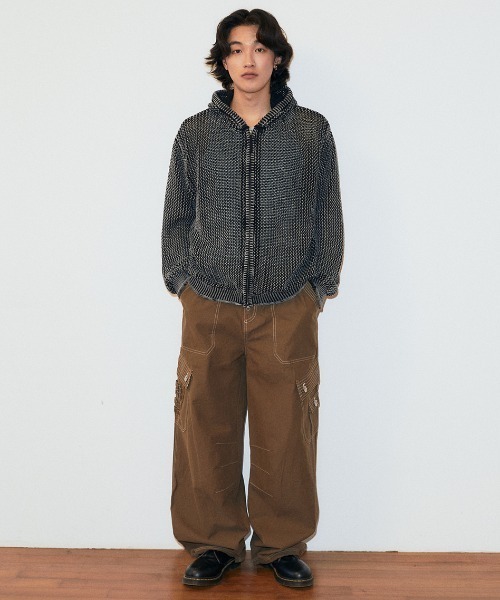 パーカー 「mahagrid/マハグリッド」 Pigment Mesh Zip-Up Knit/ピグメントメッシュジップアップニット レディース_12