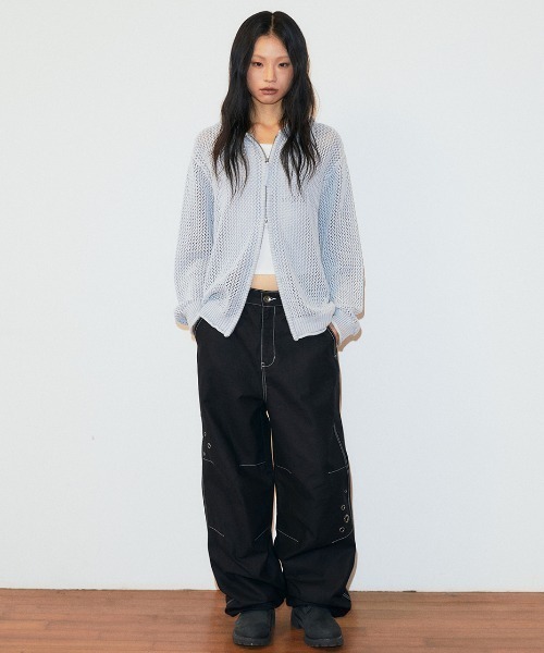 パーカー 「mahagrid/マハグリッド」 Pigment Mesh Zip-Up Knit/ピグメントメッシュジップアップニット レディース_19