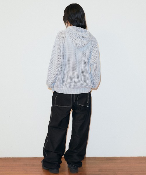 パーカー 「mahagrid/マハグリッド」 Pigment Mesh Zip-Up Knit/ピグメントメッシュジップアップニット レディース_20