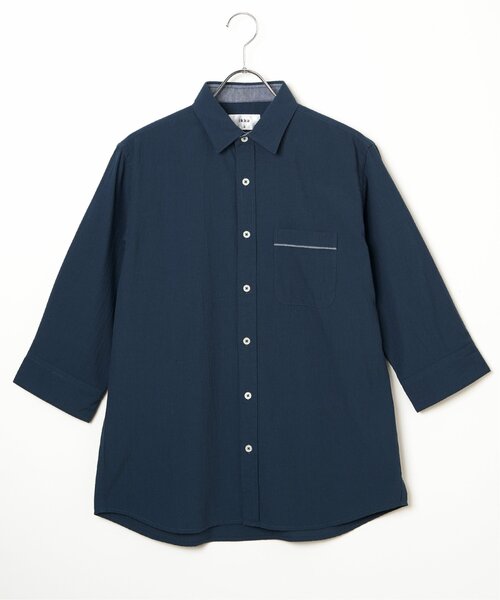 「ikka」 7分袖シャツ X-LARGE ネイビー メンズ_画像2