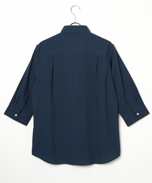 「ikka」 7分袖シャツ X-LARGE ネイビー メンズ_画像3
