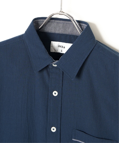 「ikka」 7分袖シャツ X-LARGE ネイビー メンズ_画像4