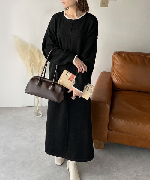 「classicalelf」 ニットワンピース LARGE グレイッシュベージュ レディース_画像2