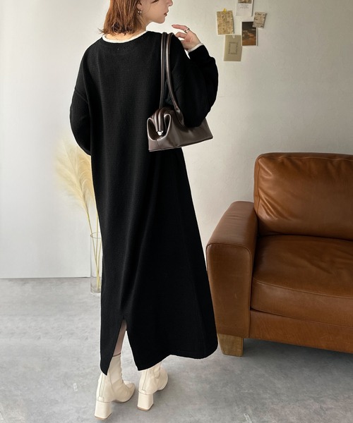 「classicalelf」 ニットワンピース LARGE グレイッシュベージュ レディース_画像5