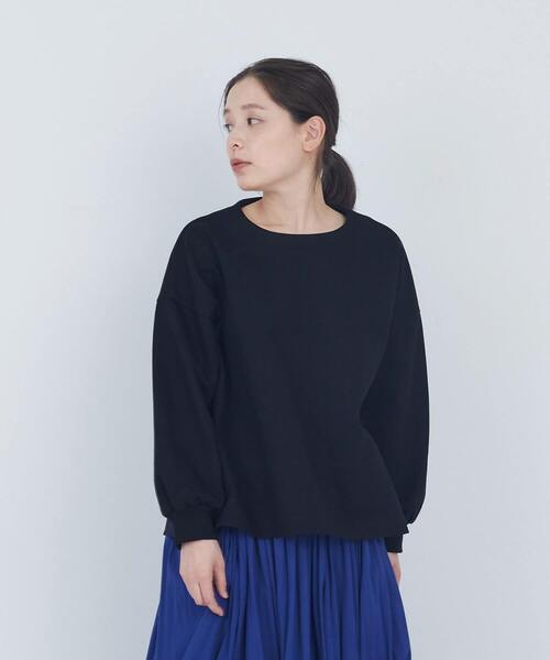 トレーナー スウェット 裏毛×布帛コンビプルオーバー レディース_2