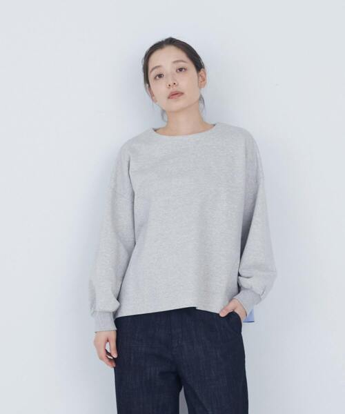 トレーナー スウェット 裏毛×布帛コンビプルオーバー レディース_3