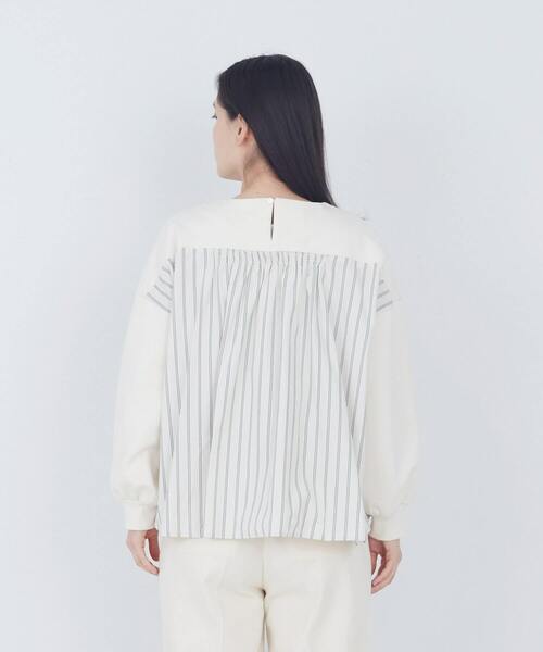 トレーナー スウェット 裏毛×布帛コンビプルオーバー レディース_11