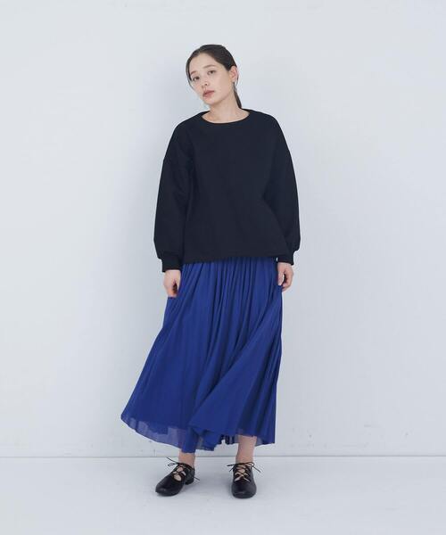 トレーナー スウェット 裏毛×布帛コンビプルオーバー レディース_12