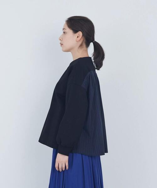 トレーナー スウェット 裏毛×布帛コンビプルオーバー レディース_16