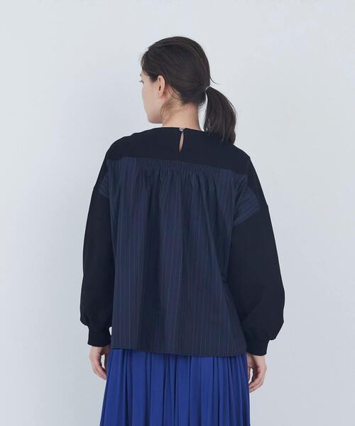 トレーナー スウェット 裏毛×布帛コンビプルオーバー レディース_17