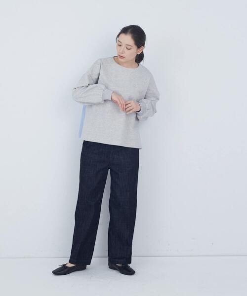 トレーナー スウェット 裏毛×布帛コンビプルオーバー レディース_18