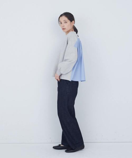 トレーナー スウェット 裏毛×布帛コンビプルオーバー レディース_19