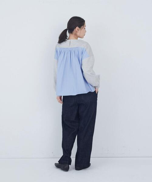 トレーナー スウェット 裏毛×布帛コンビプルオーバー レディース_20