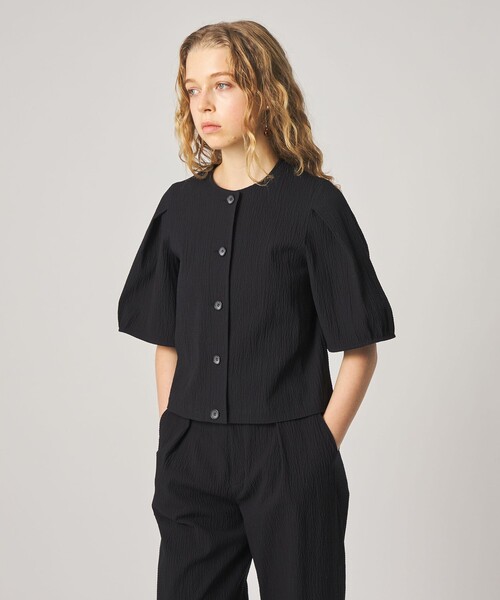＜Steven Alan＞リップル コットン ブラウス　ブラック　M STEVEN ALAN（スティーブンアラン） ブラウス シャツ 半袖 「Steven