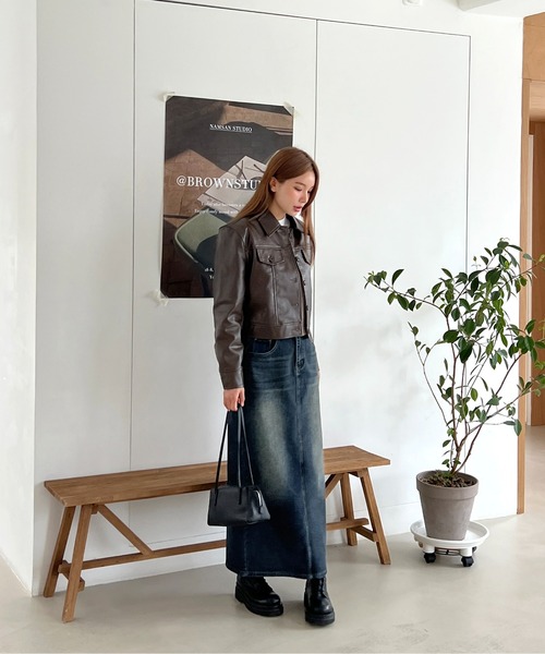 「by muni:r」 デニムスカート MEDIUM ブルー レディース_画像9