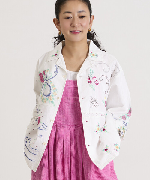 2025✨ Freada　アンブレラヨーク刺繍シャツジャケット　F　花柄　白 2025 EARLY SPRING＜Freada＞｜Daytona Park(FREAK'S STORE公式通販)