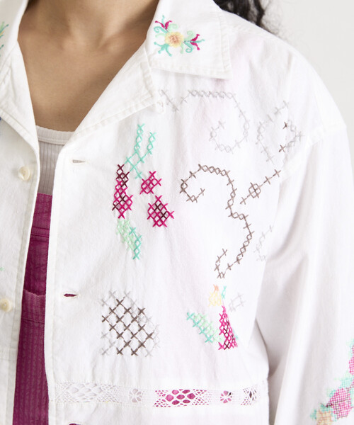 Freada(フリーダ) ブラウス シャツ オープンカラー 刺繍 シャツ Freada(フリーダ) ブラウス シャツ オープンカラー 刺繍 シャツ