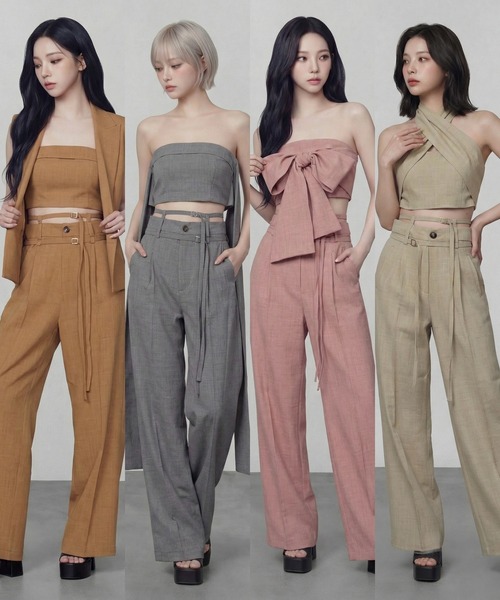 d.i.a 未使用 ベアトップ・チューブトップ パンツセット DURAS（デュラス） チューブトップ ベアトップ マルチリボンベアトップ