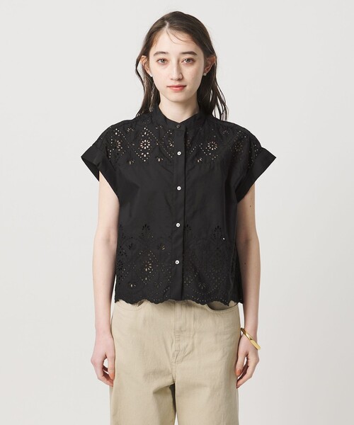 かずさま専用！お値下げセール美品♡TICCA レースオーバーシャツ　ブラック TICCA（ティッカ） ブラウス シャツ 「TICCA」レース フレンチスリーブ