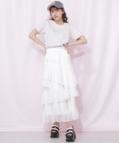 ⭐︎あ　⭐︎JILKY ジルキー　ティアードロングスカート ホワイト JILL by JILL STUART（ジルバイジルスチュアート） スカート プリーツ