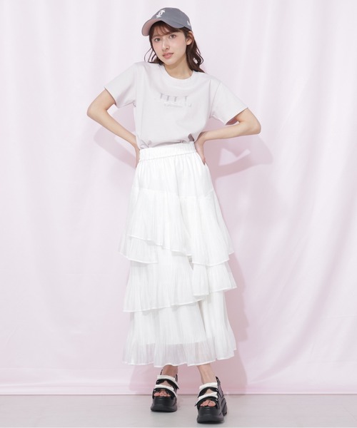 ⭐︎あ　⭐︎JILKY ジルキー　ティアードロングスカート ホワイト JILL by JILL STUART（ジルバイジルスチュアート） スカート プリーツ