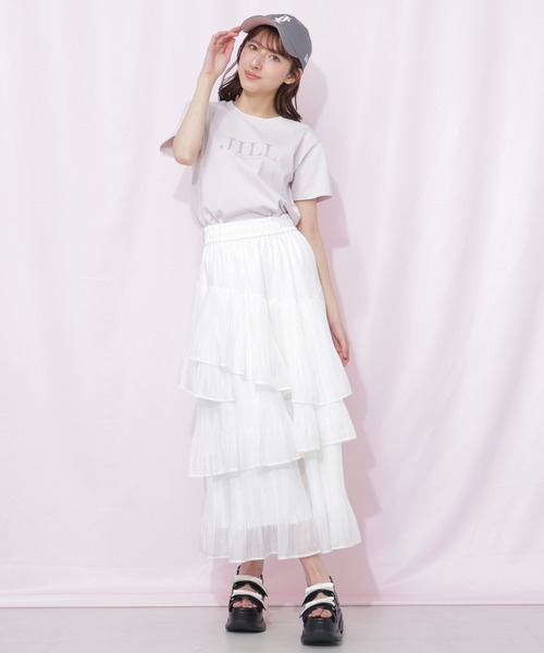 ⭐︎あ　⭐︎JILKY ジルキー　ティアードロングスカート ホワイト JILL by JILL STUART（ジルバイジルスチュアート） スカート プリーツ