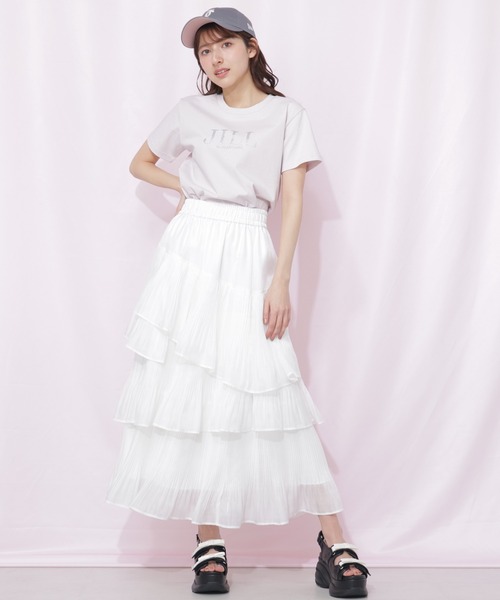 ⭐︎あ　⭐︎JILKY ジルキー　ティアードロングスカート ホワイト JILL by JILL STUART（ジルバイジルスチュアート） スカート プリーツ